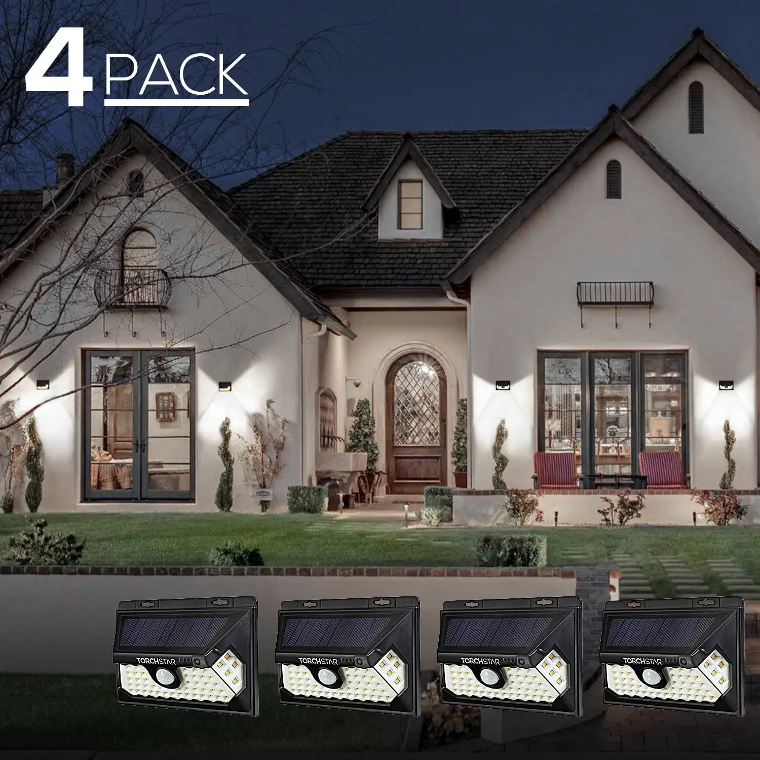 

4 Pack Solar Motion Light, 4 Modes Wide Angle Solar Lights Outdoor Waterproof Solar Security Light for Garden, Patio, Garage, Ya