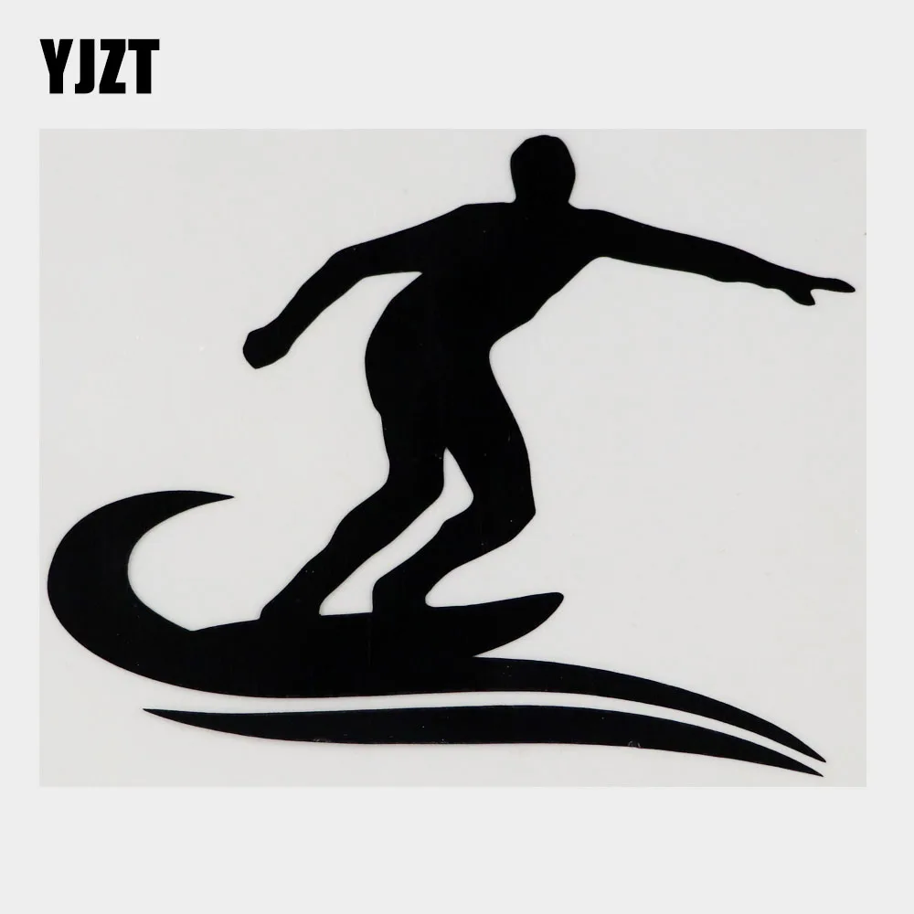 

YJZT 13.9CM×11.1CM Silhouette Surfer Water Sports Cool Car Sticker Vinyl Black/Silver 8A-1234