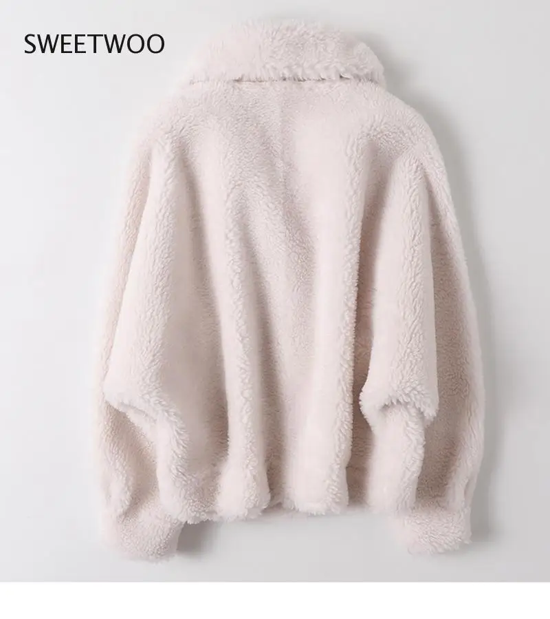 Real Fur Coat High Quality Australian Womens Wool Coats Thick Warm Elegant Loose Large Size Short Outwear Winter Coat for Women