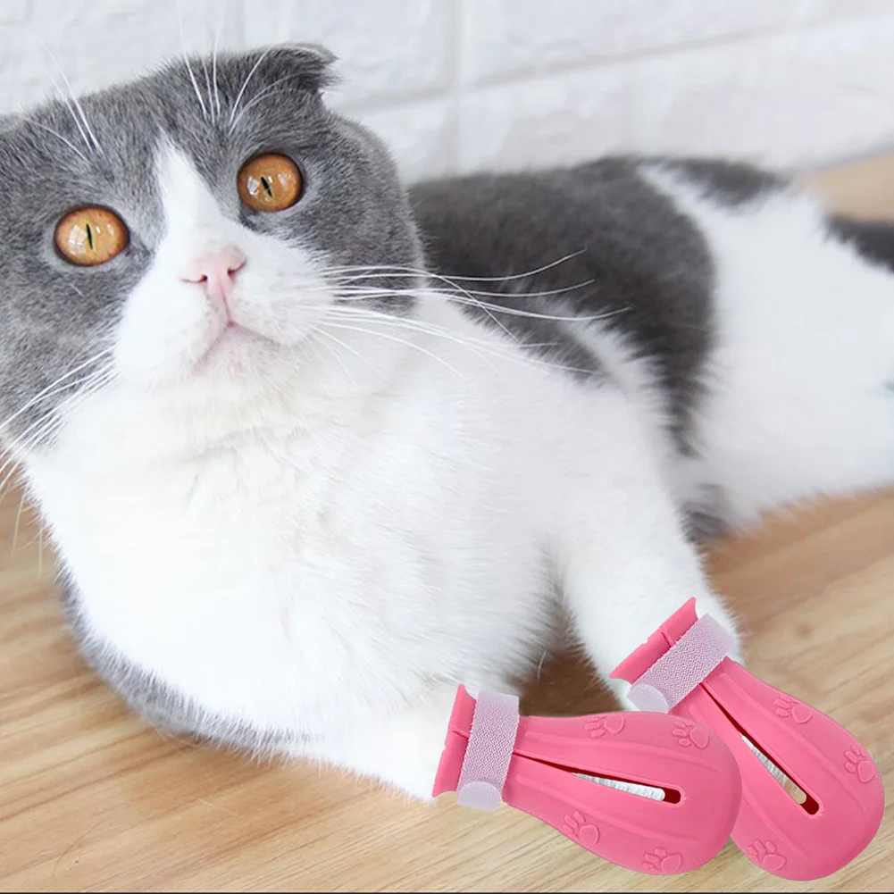 

4pcs Anti-biting Bath Washing Cat Claw Silicone Cover Anti-scratch Cat Grooming Supplies Pet Paw Protector for Cat Shoes Boots