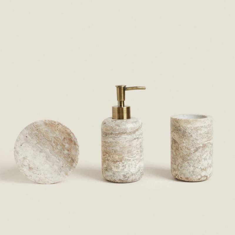 Подгоняемый под заказ Wabi-sabi Wind бежевый травертин семейный набор поднос из