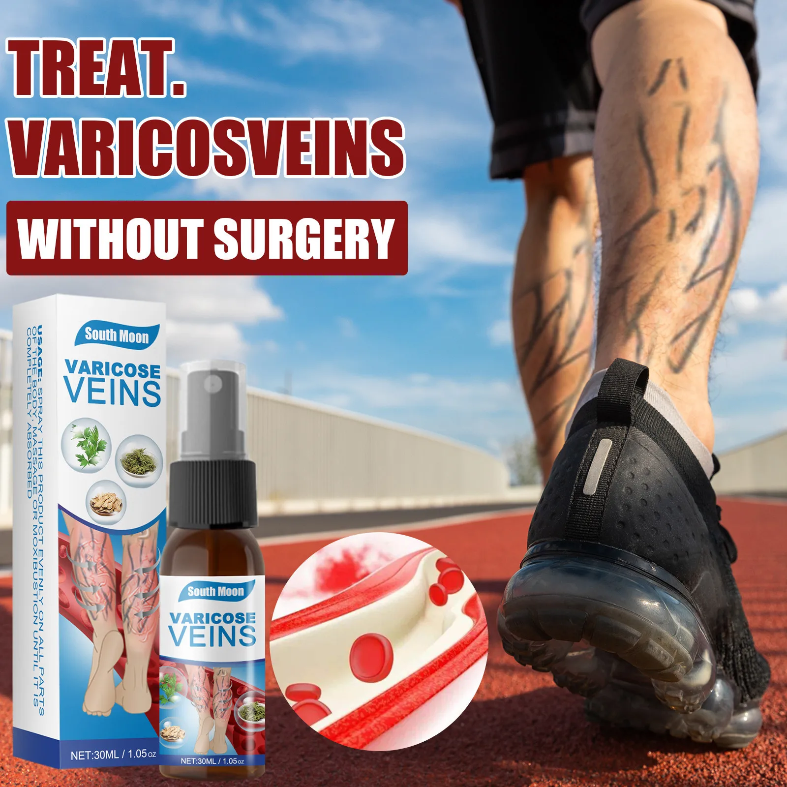 

30ml Veinhealing Varicose Veins Treatment Spray Smoothen The Bulge Of Blood Vessels Earthworm Legs Without Surgery Leg Care Tool