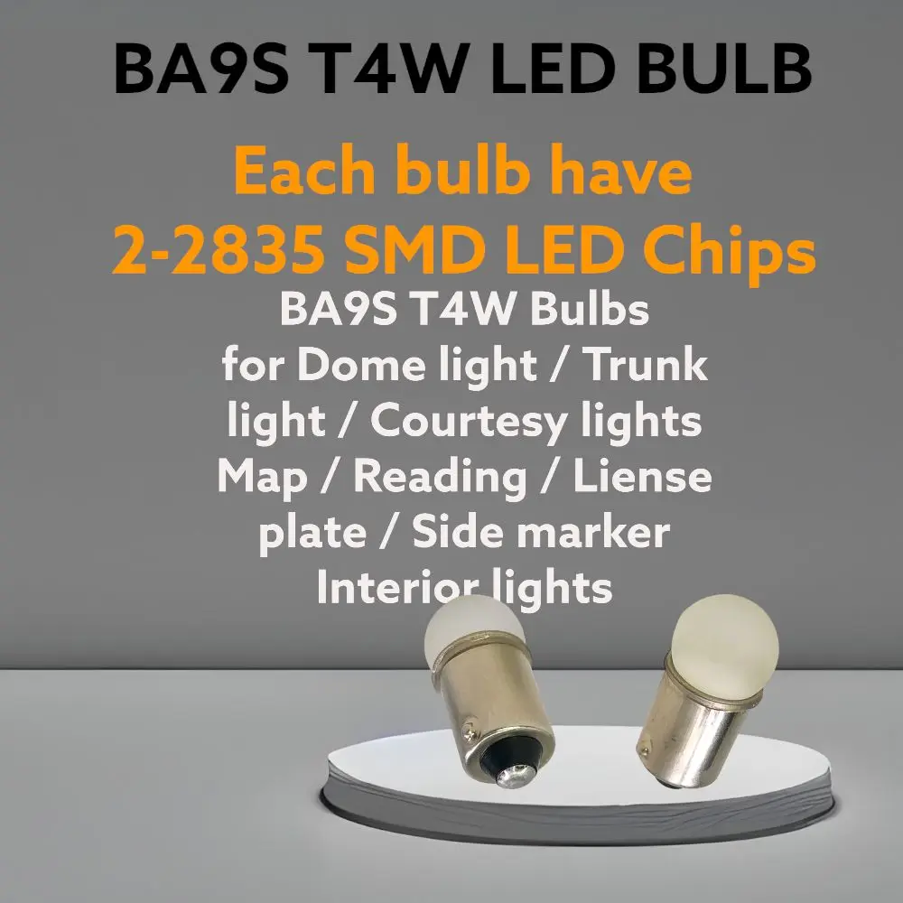 Фото 1 шт. Авто БЕЛЫЙ BA9S розетка T4W 2835 SMD 2 светодиодный ные задние купольные лампы указатели поворота Автомобильные клиновидные боковые габаритны... №4