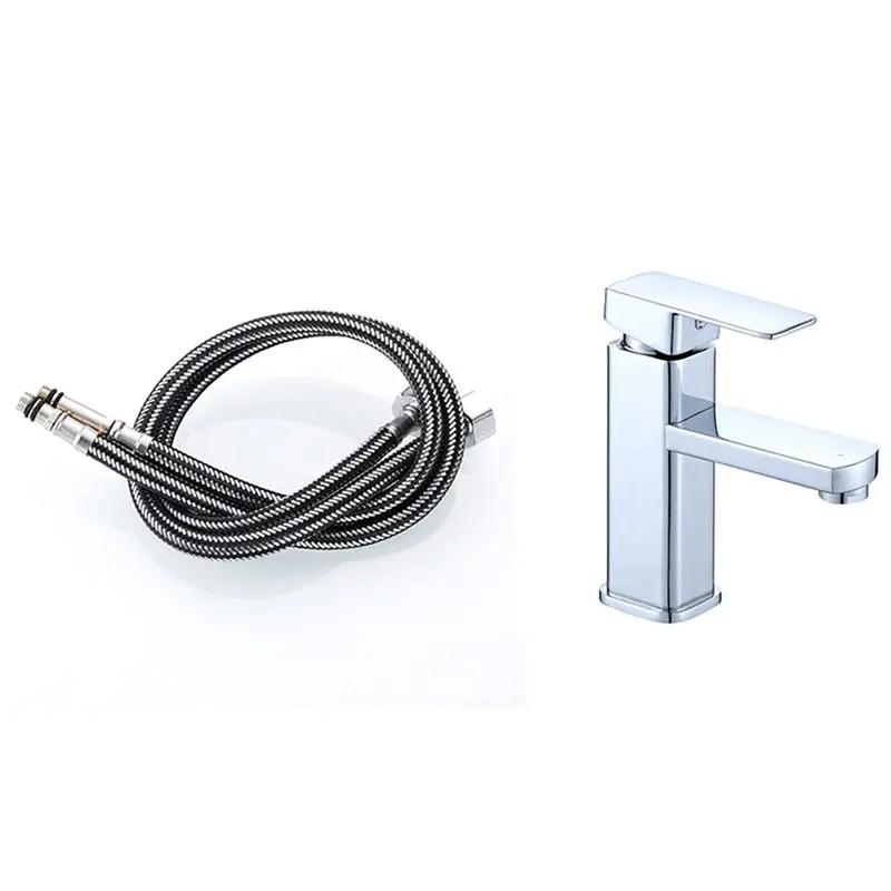 

Single Handle Kitchen Bathroom Basin Sink Hot And Cold Water Mix Faucets With 2Pcs/Set Kitchen Sink Tap Hose