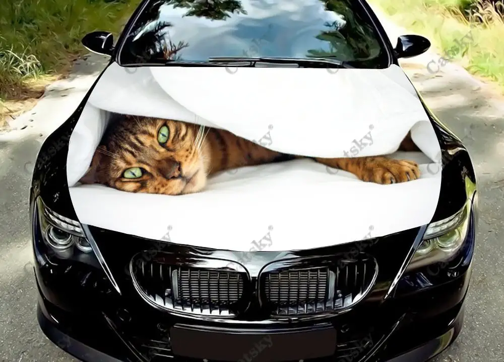 

Бенгальская кошка Автомобильная капота виниловые наклейки оберточная виниловая пленка наклейки на крышку двигателя автомобильные аксессуары