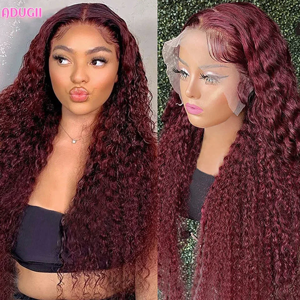 Ed Wine Red Curly Lace Front Wig For Black Women