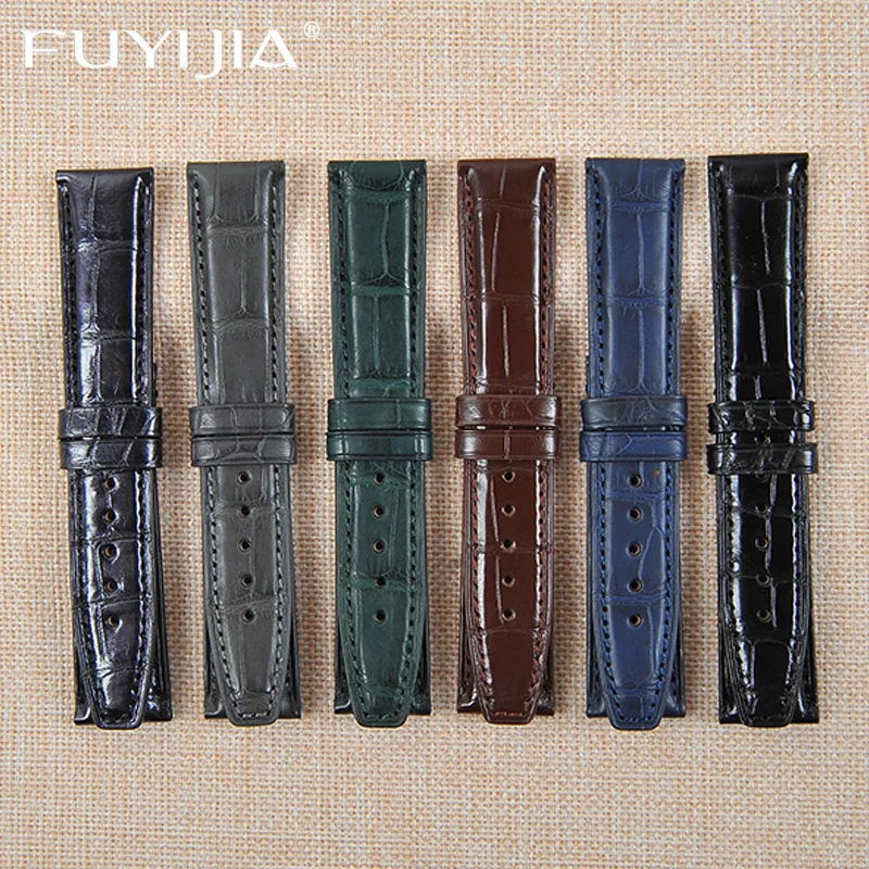 

FUYIJIA New Luxury Mississippi Alligator Skin Strap Handmade Genuine Leather Watchbands Top Custom I-WC Watch Band 20MM 22MM 21