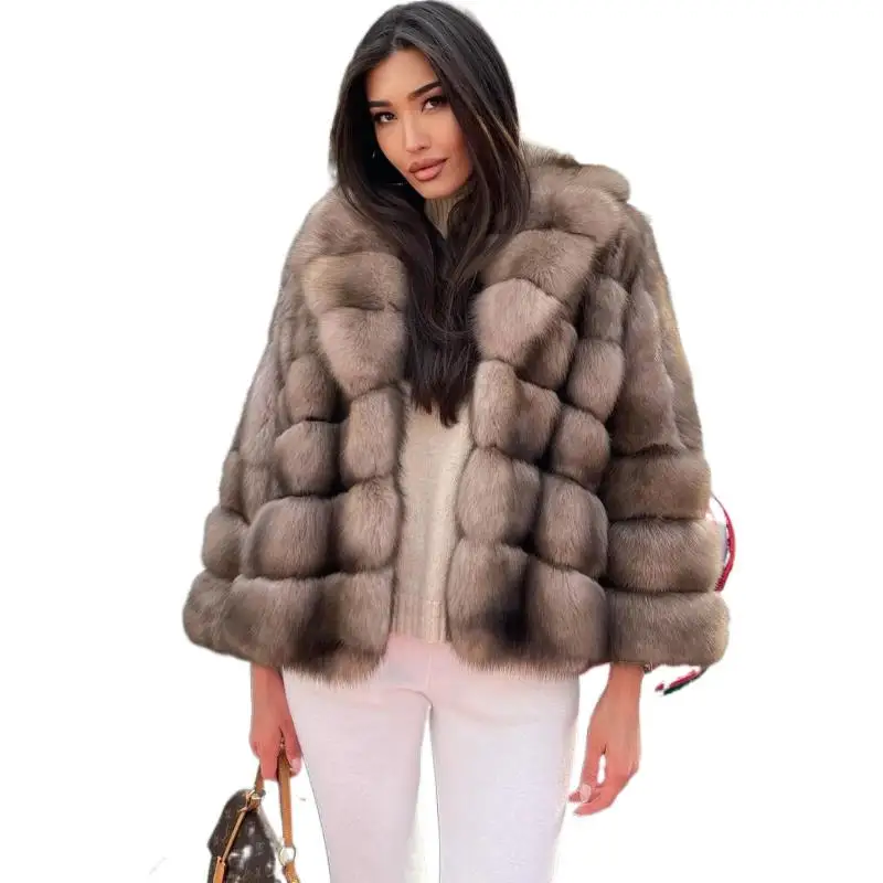 High Quality Real Fox Fur Coat Natural Fur Jacket Winter Slim Elegant Thick Warm Women Overcoat Top Quality Female Clothes