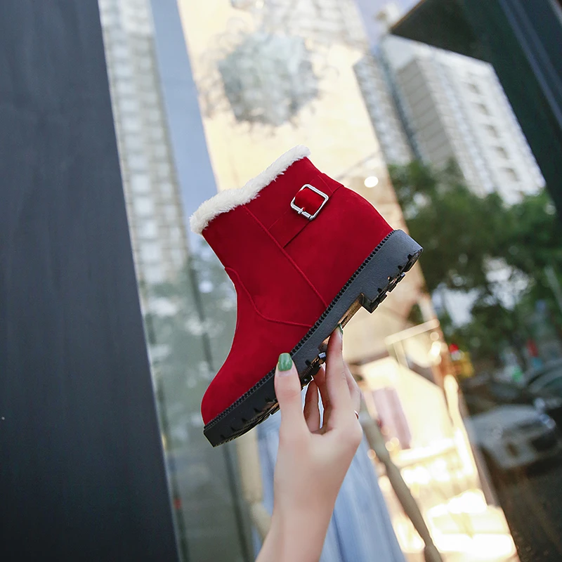 New Women Boots Winter Outdoor Keep Warm Fur Boots Waterproof Women's Snow Boots Thick Heel with Round Head Short Boot