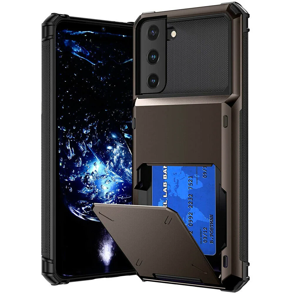 

Acrylic Flip Card Holder Armor Phone Case for Samsung S22 Ultra S21 Plus S20 FE S10 Lite S9 S8 S7 Shockproof Silicone Back Cover