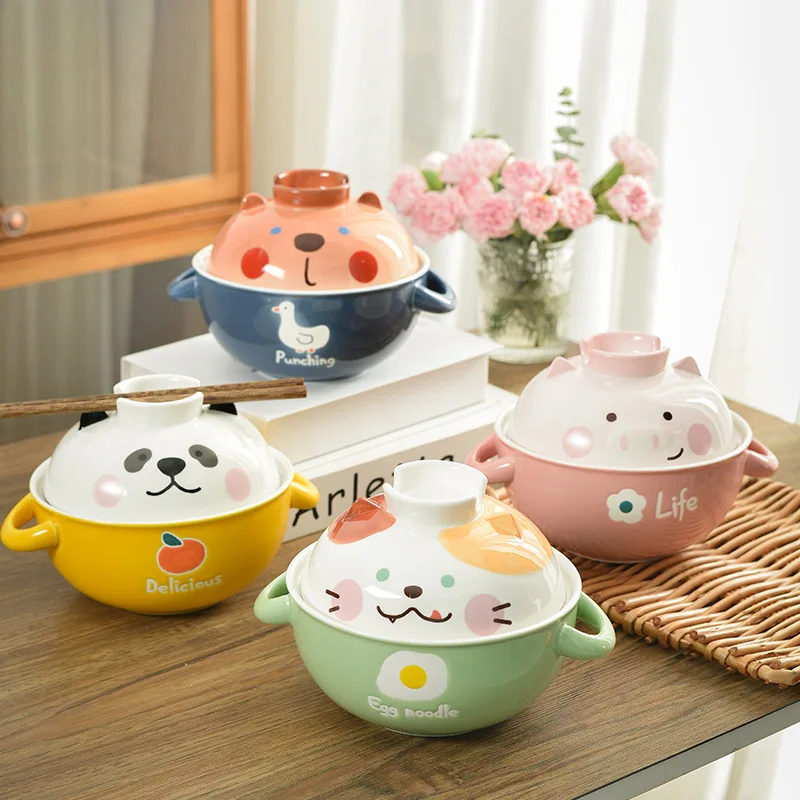 

Cute Cartoon Ceramic HANDEL Bowl Fruit Salad Bowl Noodle bowl MICROWAVE DISHWASHER Avalable CHILDREN Tableware