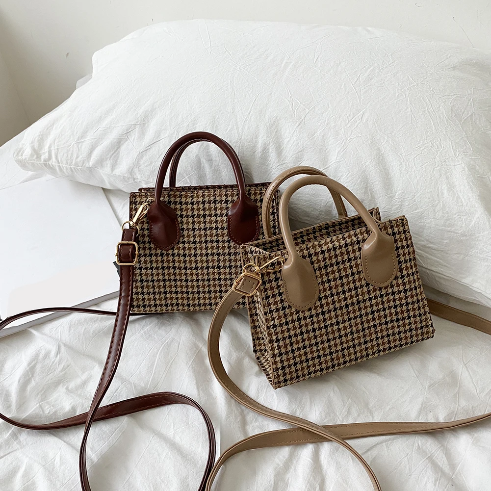 

Vintage Plaid Pattern Women Small Shoulder Messenger Bags Fashion PU Leather Ladies Mini Crossbody Bags Casual Shoulder Handbags