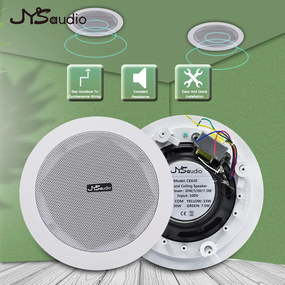 6 Inch 30W Coaxial Ceiling Speaker PA System ABS Material  HIFI Passive Ceiling Speaker Indoor Living Room Balcony  Installation