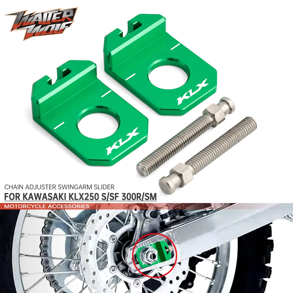 

Chain Adjuster Swingarm Slider For KAWASAKI KLX250 KLX300 KLX 250 S/SF 300 R/SM 2009-2022 Motorcycle Accessories Axle Blocks CNC