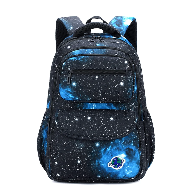 

School Bags for Teen Boys Girls Space-Print Elementary Middle School Backpack Bookbag Travel Daypacks Waterproof Kids Book Bags