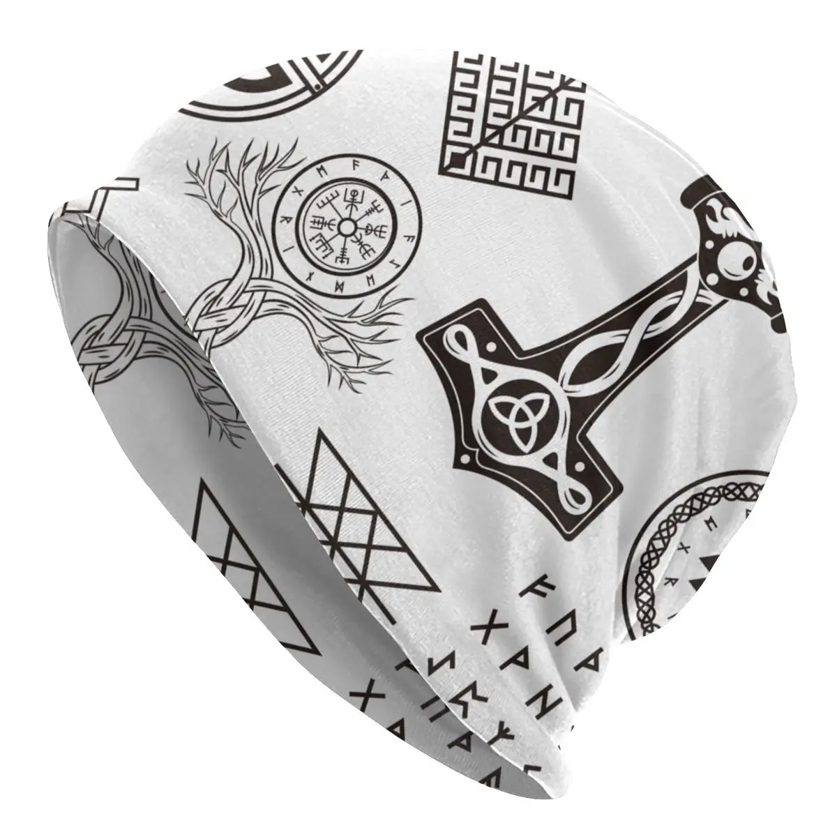 

Viking Runes Skullies Beanies Hats Vegisir Valkhut Spring Men Women Outdoor Cap Warm Head Wrap Bonnet Knit Hat