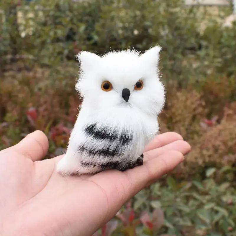 

Artificial Lovely Owl White Black Furry Christmas Bird Ornament Desktop Cabinet Decoration Simulation Home New Year Decoration