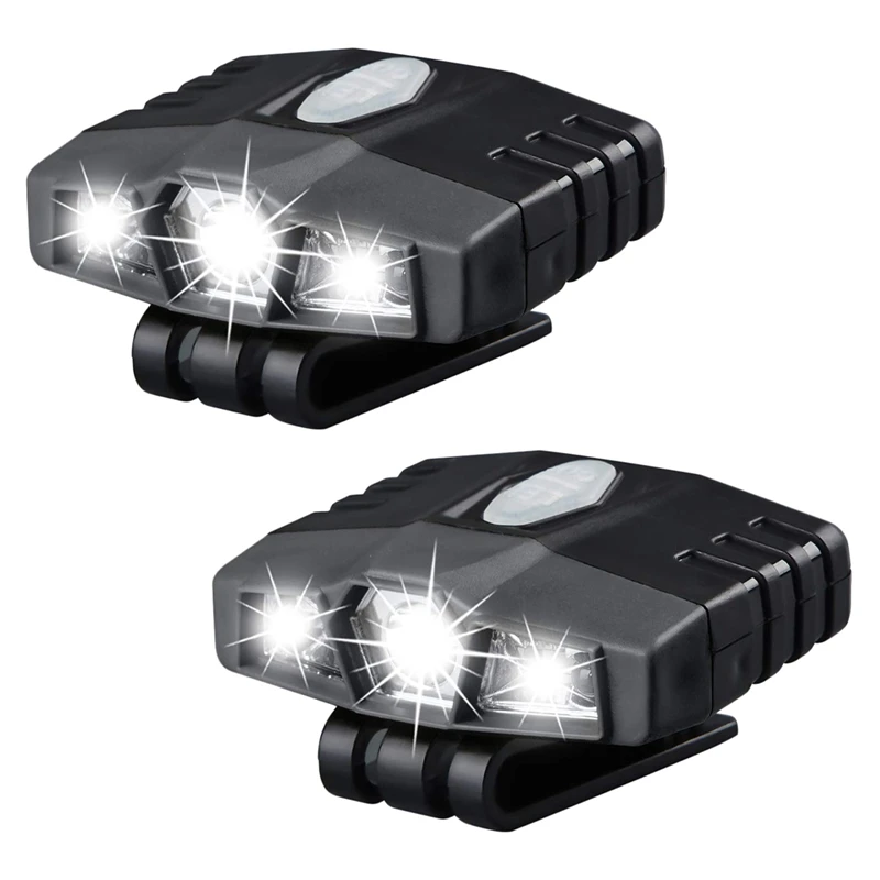 

2X Ultra Bright Hands-Free Led Clip On Hat Light - Rechargeable 150 Lumens Lightweight Spotlight Waterproof Cap Light