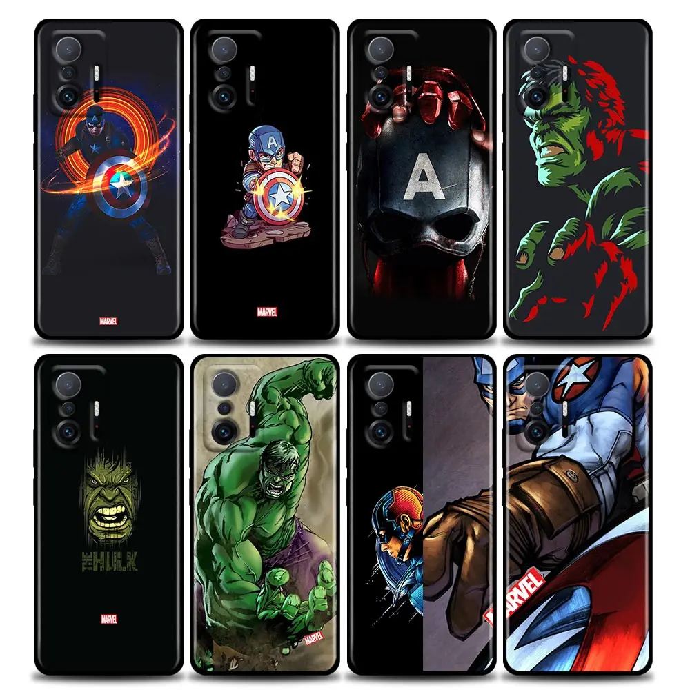 

Phone Case for Xiaomi Mi 11i 12 12X 11 11X 11T Poco X3 NFC M3 Pro F3 GT M4 Silicon Cover Hulk Captain America Marvel Avengers