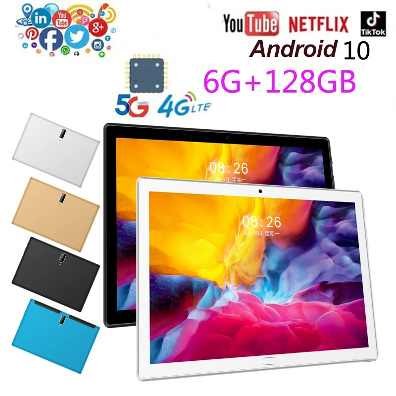 

Hot Sale 10.1 Inch Tablet 4G LTE 6GB RAM 128GB ROM 1280*800 IPS HD Screen Android 10.0 WIFI GPS Free Shipping Kids Tablet