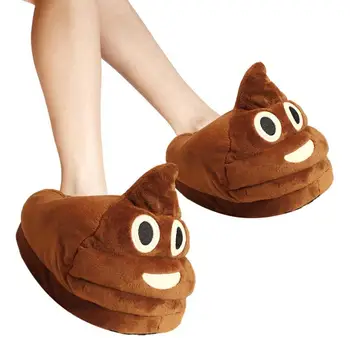 Funny Slippers Poop Cute Expression Poop Slippers Fuzzy Warm Memory Foam Plush House Shoes Soft Comfy Non Slip Winter Slides 1