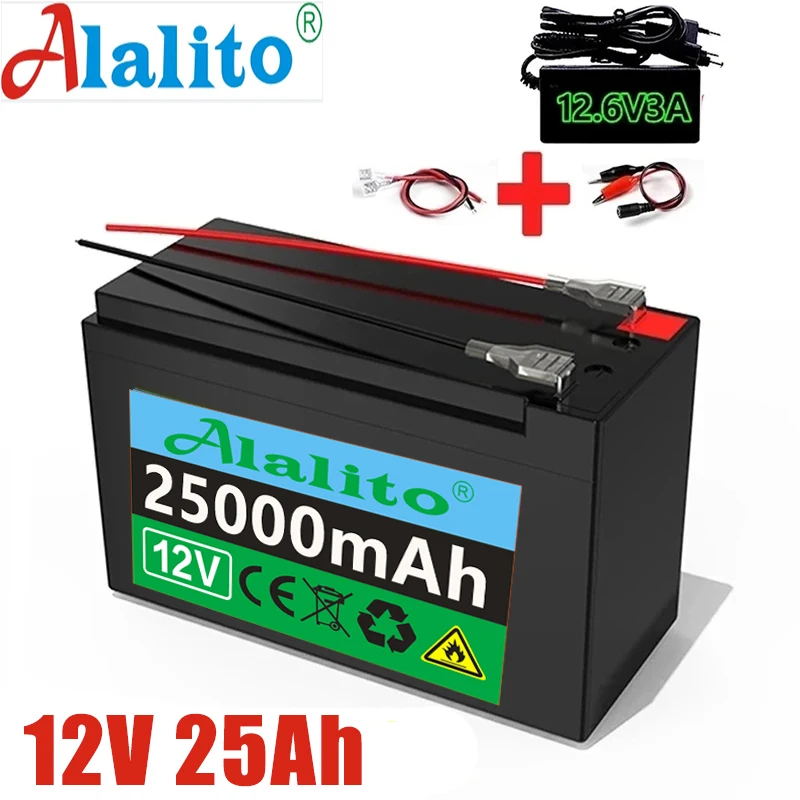 

2023 NEW 12V 25Ah Built-In High Current 30A BMS 18650 Lithium Battery Pack For Electric Vehicle Batterie 12.6V Charger