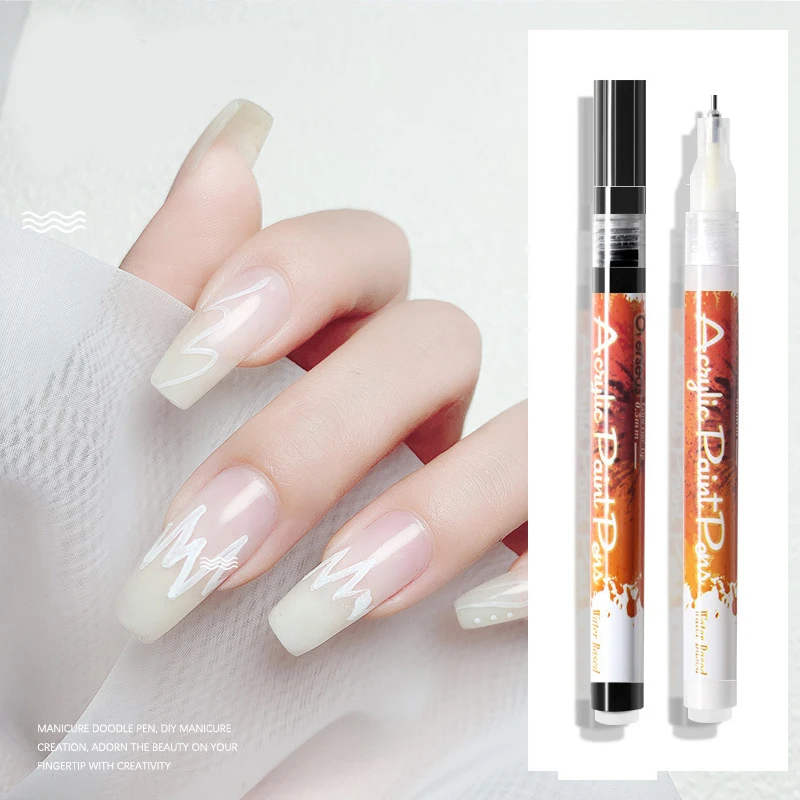 

4colors Nail Graffiti Acrylic Paint Pens Silver Gold White Black Sketch Graffiti Art 1.0mm Manicure Drawing Markers Pattern Pens