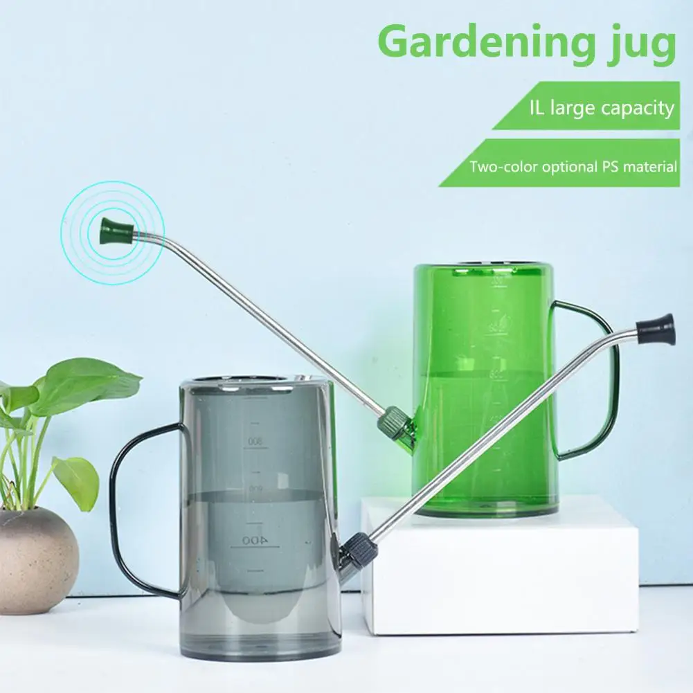 

1000ml Long Mouth Watering Can with Sprinkler Nozzle Transparent Scale Potted Irrigation Plant Watering Pot Garden Supplies