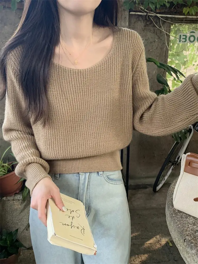 2024 винтажный женский свитер Harajuku с длинным рукавом повседневный корейский