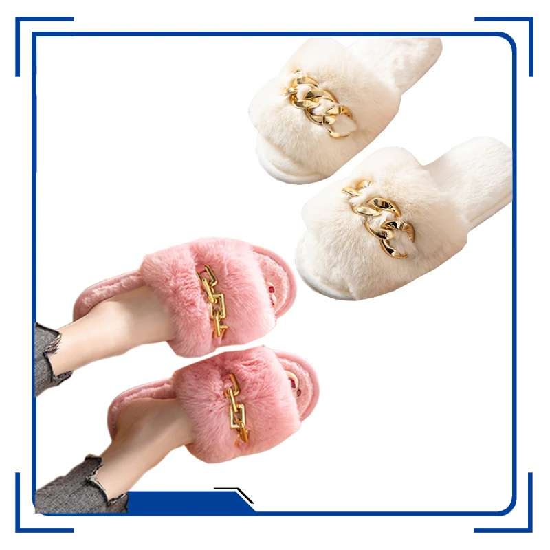 

Модные плюшевые туфли с открытым носком из пушистой резины, дамские осенне-зимние пушистые открытые искусственные туфли, подарок для дома