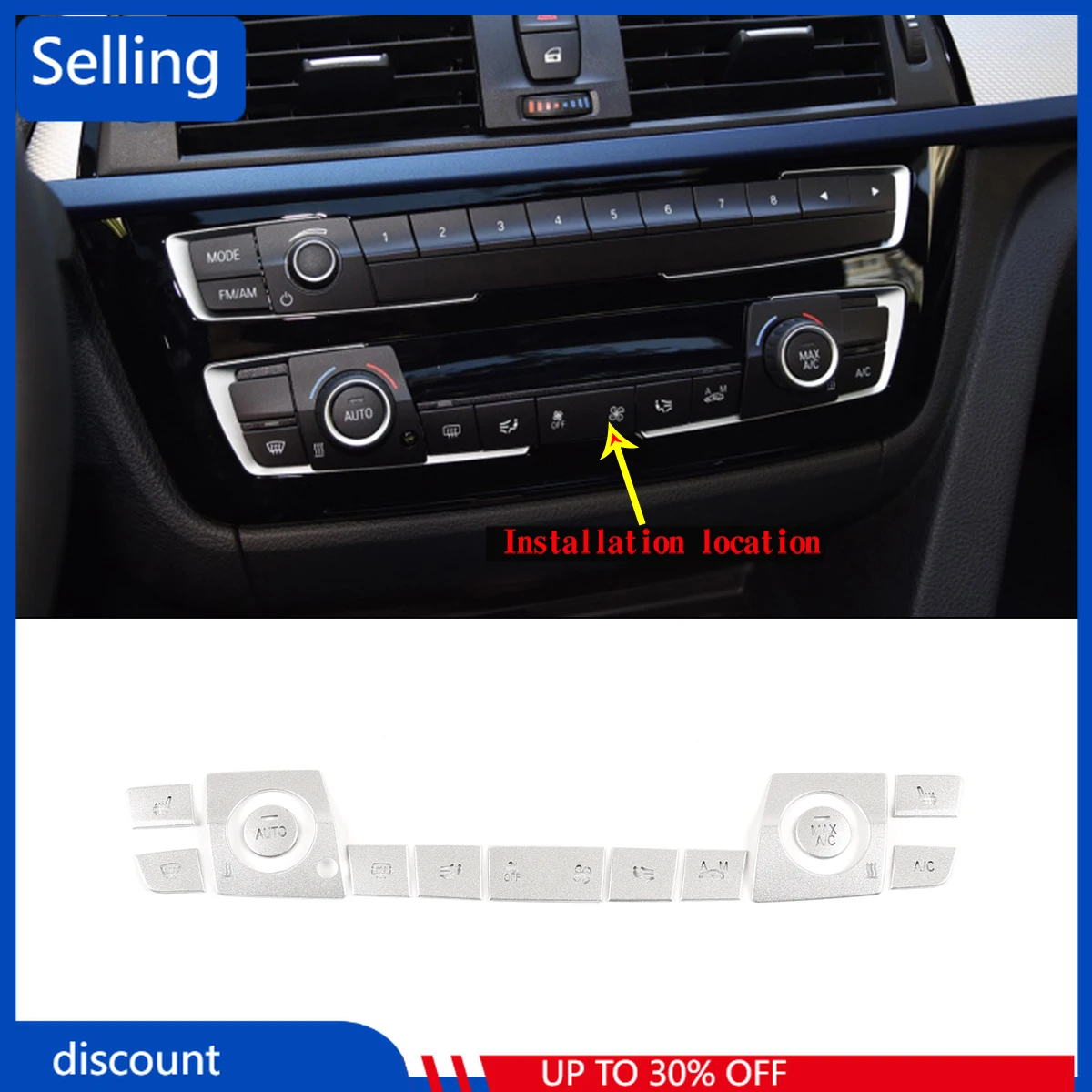 

For BMW 3 4 Series 3 Series GT F30 F32 F33 F36 2013-2019 Stainless Steel Car Air Conditioning Button Stickers Car Accessories bb