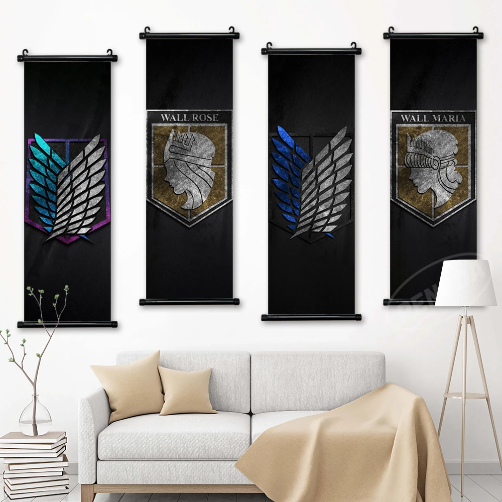 

Print Pictures Attack On Titan Canvas Anime Home Decor Poster Scroll Hanging Japanese Painting Bedside Background Wall Artwork