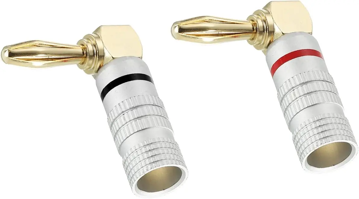 

Banana Plugs 90 Degree Speaker Banana Plugs Closed Screw Type 4mm Gold-Plated Copper Red Black for Speaker Wires