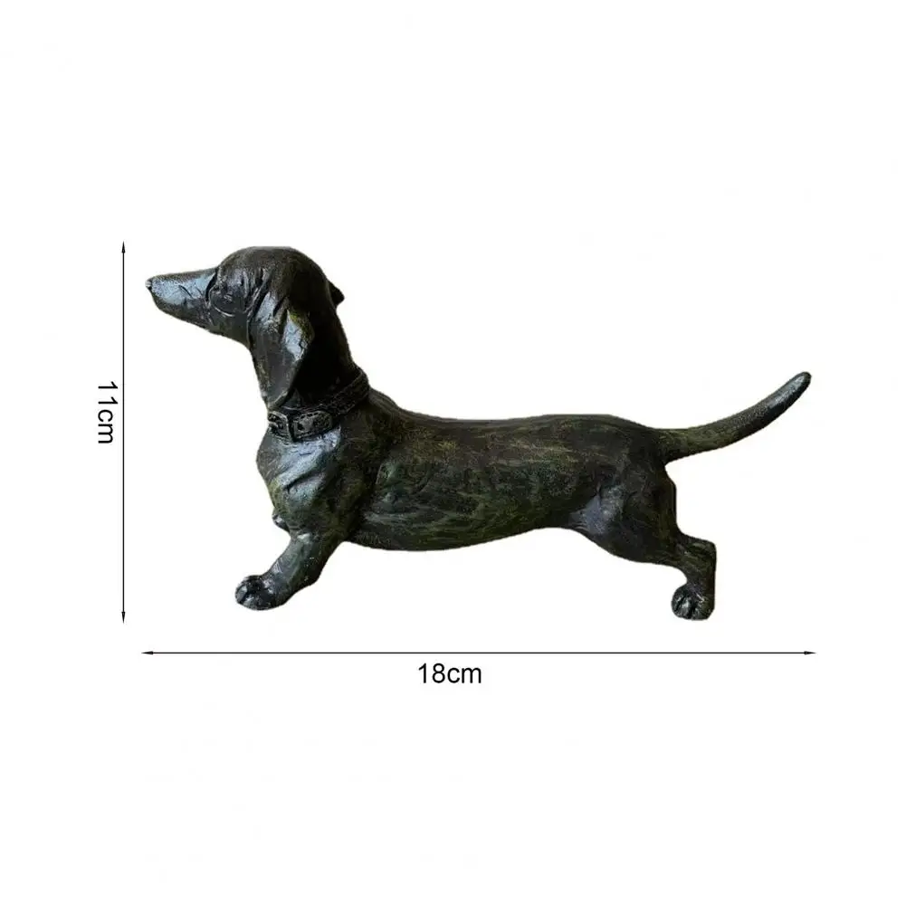 resin Dachshund Figurine Fadeless Collectible Hand-crafted Long Body Dog Sculpture Garden Yard Lawn Decor Figurines images - 6