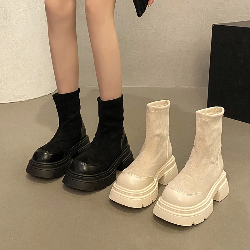 Женские ботинки женская обувь осенне-зимняя челси женские 2024 черные ботильоны в
