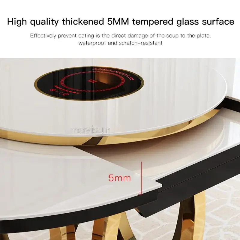 Набор обеденного стола и 6 стульев с вращающейся платформой из нержавеющей стали