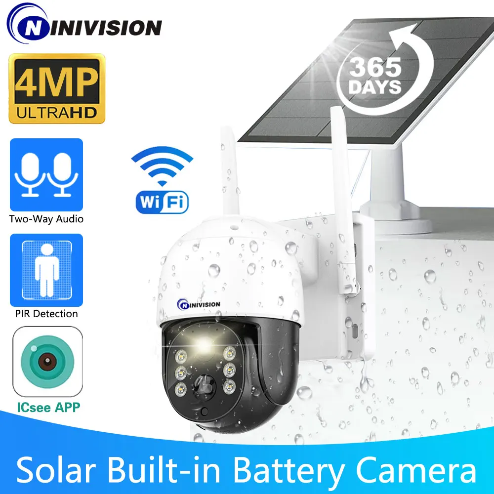 

WIFI Solar Camera 4MP Audio PIR Human Detection Outdoor Security With Solar Panel Wireless Surveillance PTZ Battery Camera iCsee