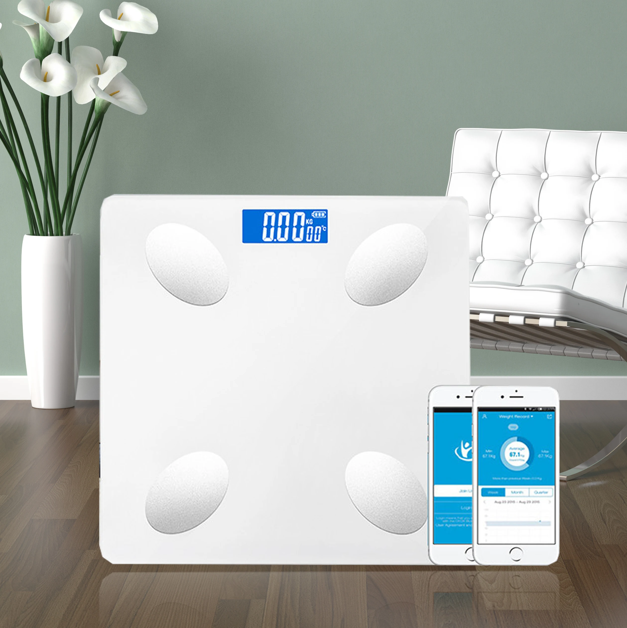 Умные весы для ванной с Bluetooth напольные измерения массы тела жира ИМТ