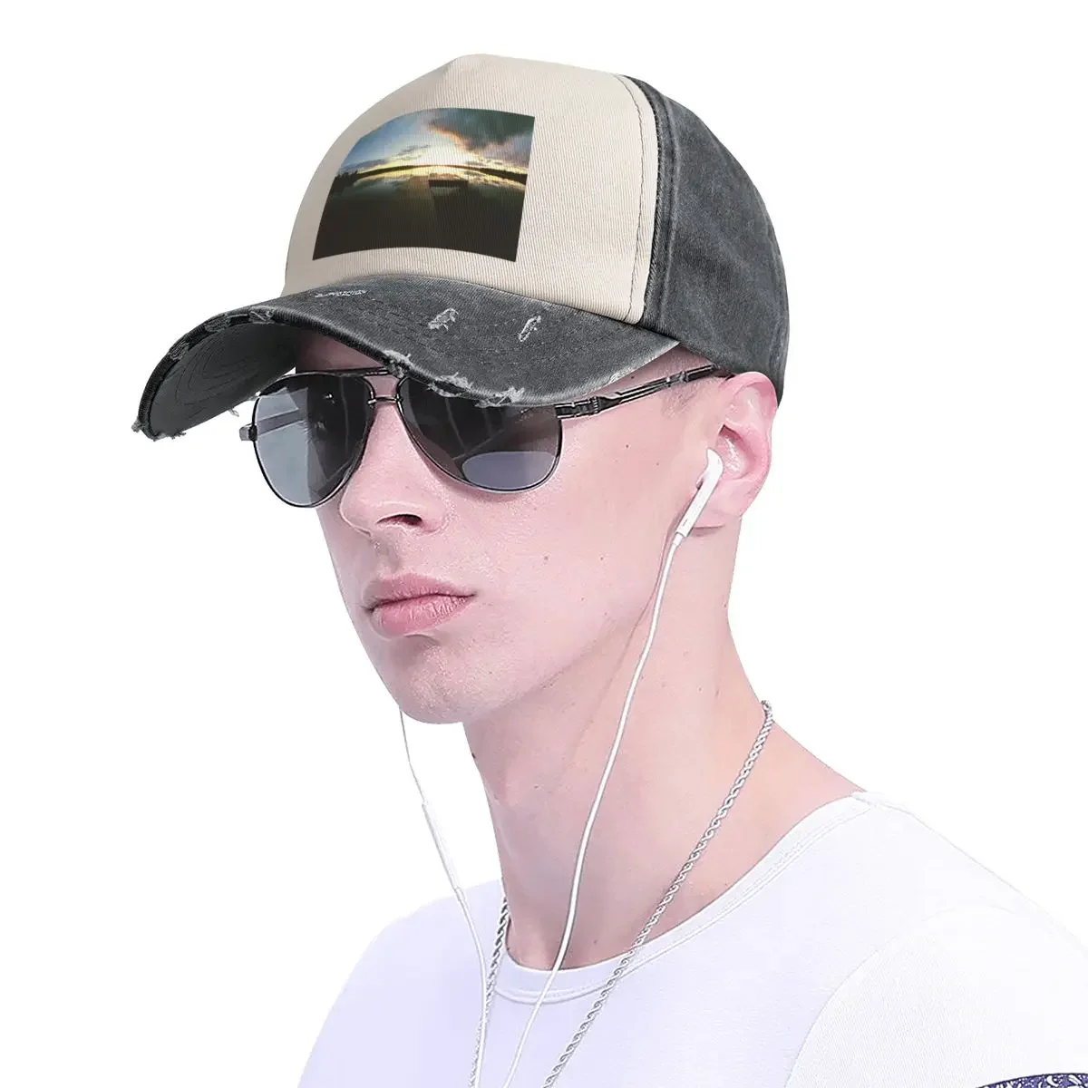 Фото Sunset on the quay Baseball Cap Dropshipping Trucker Hat fashionable Hat Man For The Sun Caps Male Women's №4