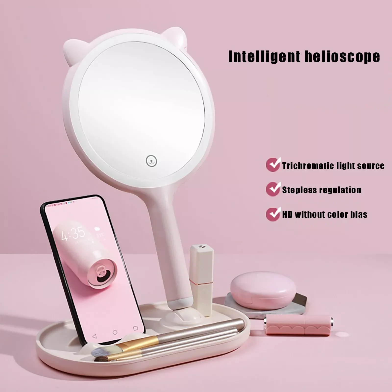 

Desktop LED Cosmetic Mirror Intelligent Three Color Light Beauty Mirror