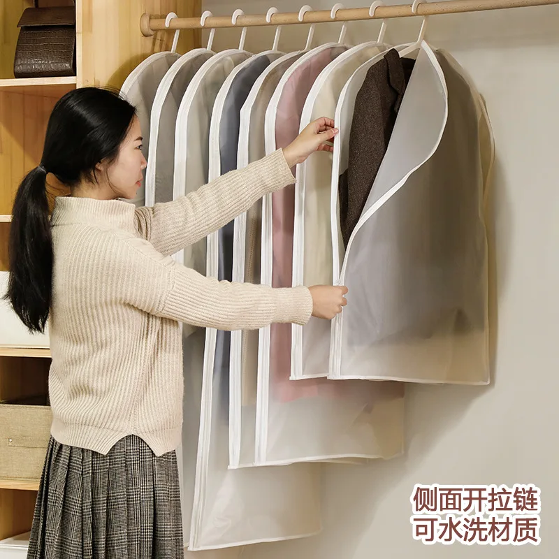 

Dust Bag Cover Transparent Clothes Dust Cover Thickened Waterproof Coat Suit Hanging Bag Clothes Household Merchandises Home