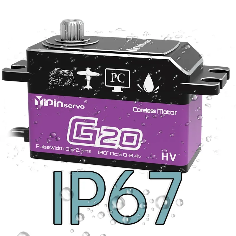 Yipinservo 20 кг Цифровой сервомотор PWM с полным металлическим редуктором большой
