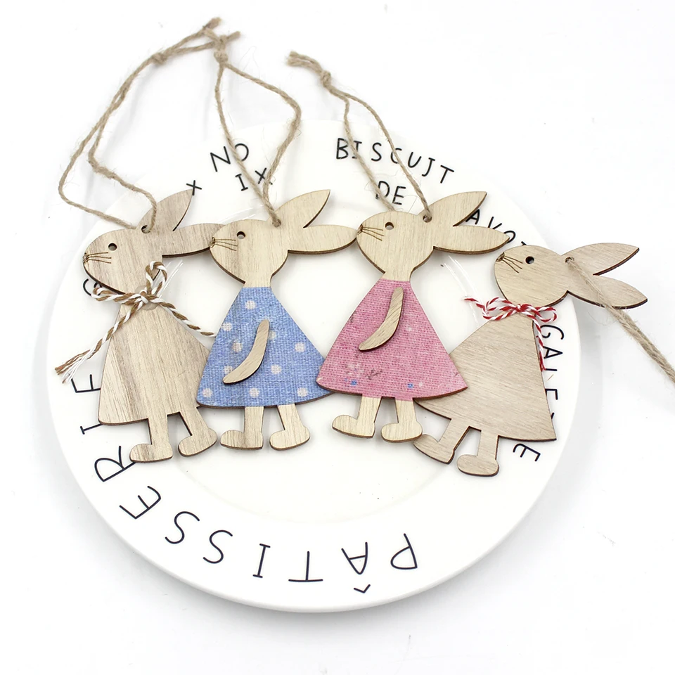 

4 шт., деревянные подвески в виде кролика