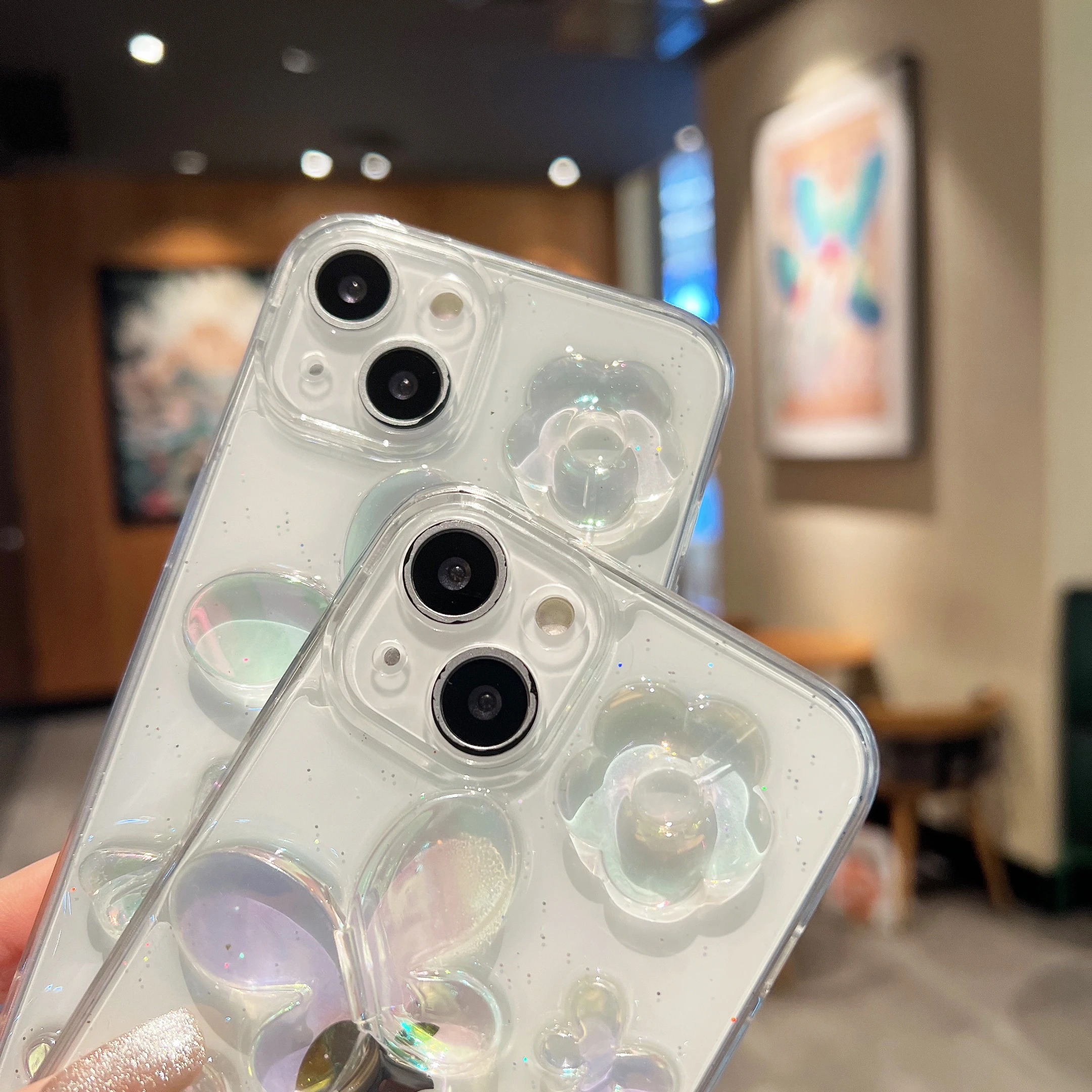 Чехол Dreamy Crystal Laser Butterfly TPU для iPhone 13 Pro Max задняя крышка телефона 12 11 X XS XR 8 7 Plus SE 2020 Capa