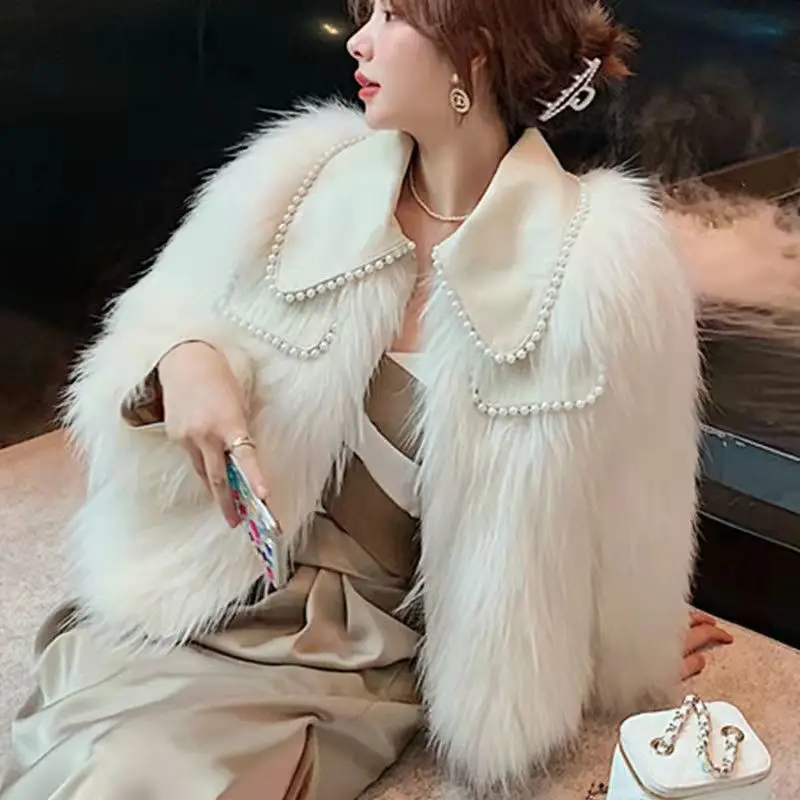 Ladies Faux Coats Pockets Soft Mink Fur Female Trendy Street Style Short Outerwear Winter Woman Faux Fur Coat Thick Outwear G168