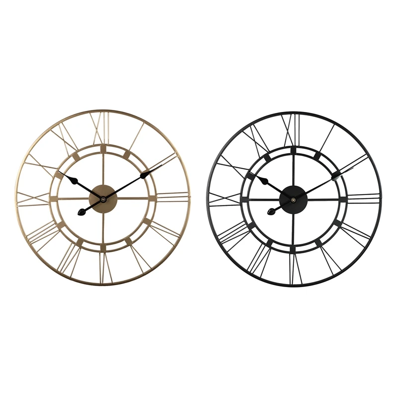

Vintage Roman Numeral Wall Clock 16 Inch Round European Retro Iron Silent Wall Watch For Farmhouse Home Decor