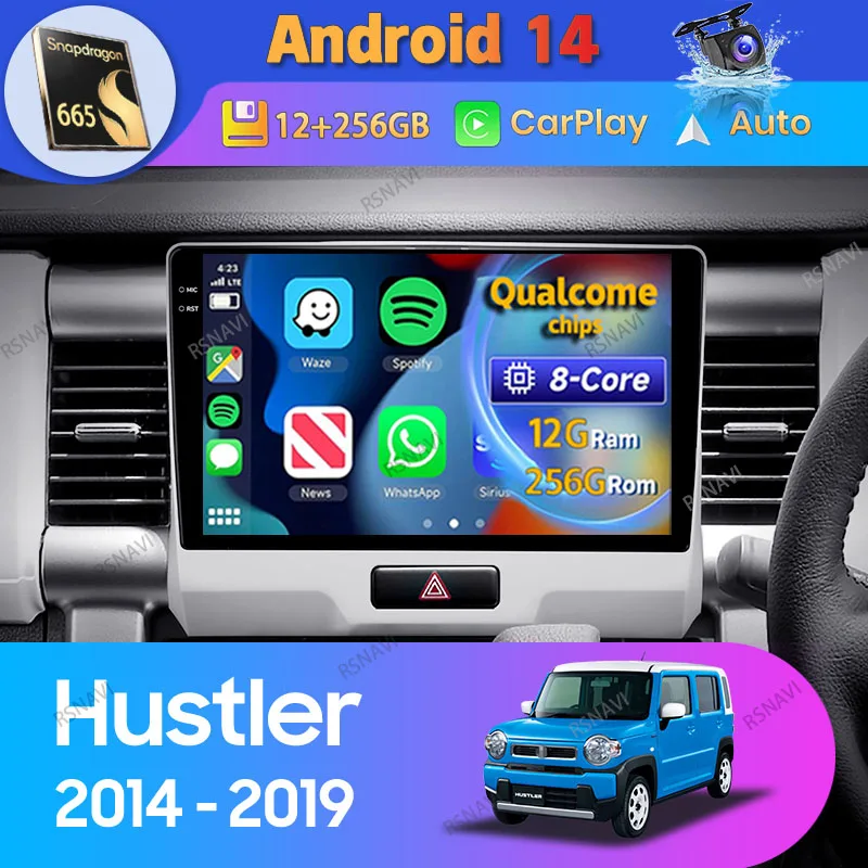 Android 14 Carplay Auto для Suzuki Hustler 2014 2015-2019 Автомобильный радиоприемник GPS-навигация 2 Din DSP