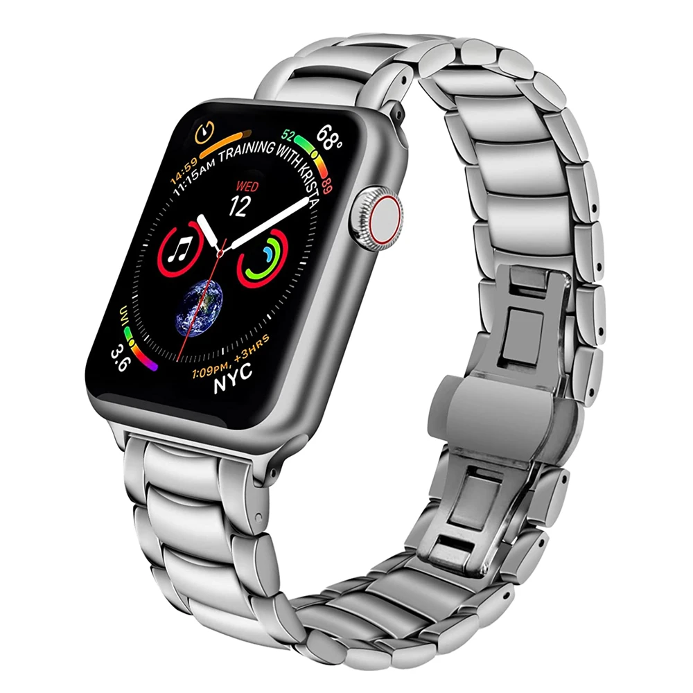 Business Stainless Steel Strap for Apple Watch Band SE 7 6 5 4 3 2 Heavy Metal Bracelet for iWatch 45mm 44mm 42mm 41mm 40mm 38mm