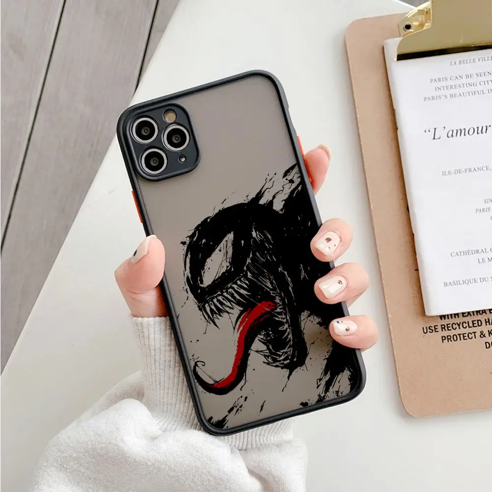Прозрачный чехол с логотипом Marvel Venom для iPhone 17E, 17, 16, 16E, 15, 14, 13, 12, 11 Pro Max, 17 Air, 7, 8 Plus, XR, XS – Противоударный защитный чехол-броня (art.: 3920da9eb515e) - 3920da9eb515e