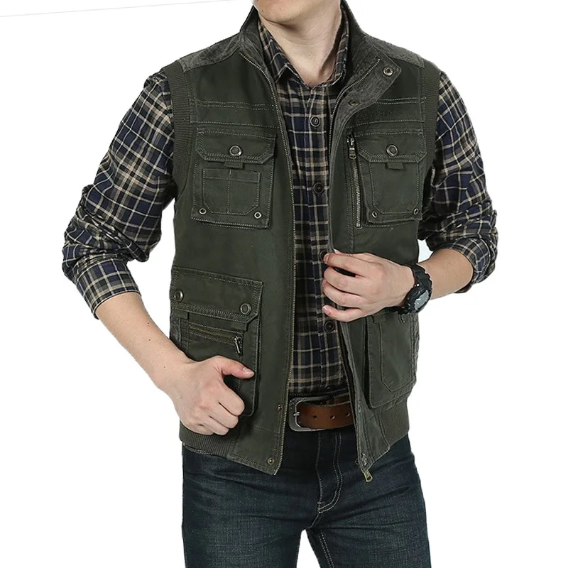 

Brand Military Men Vest Plus Size 4XL-8XL Casaco masculino Cotton Casual Multi Pocket Vest Men Autumn Winter Waistcoat